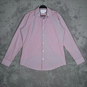 Mizzen + Main Leeward Trim Fit Gingham Shirt Red Blue Men’s Size Large